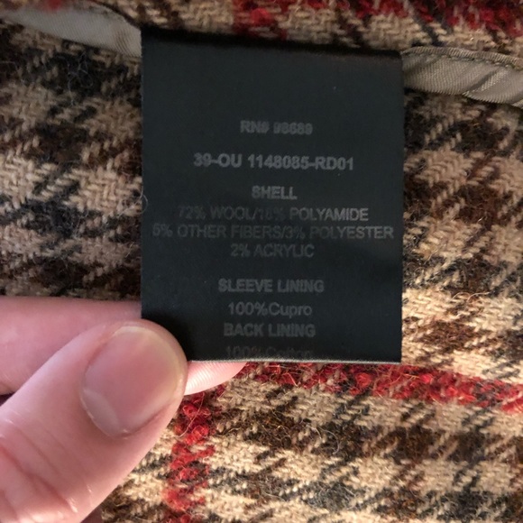 Todd Snyder Italian Tweed Raglan Windowpane Topcoat in Red (size S) - Picture 6 of 7